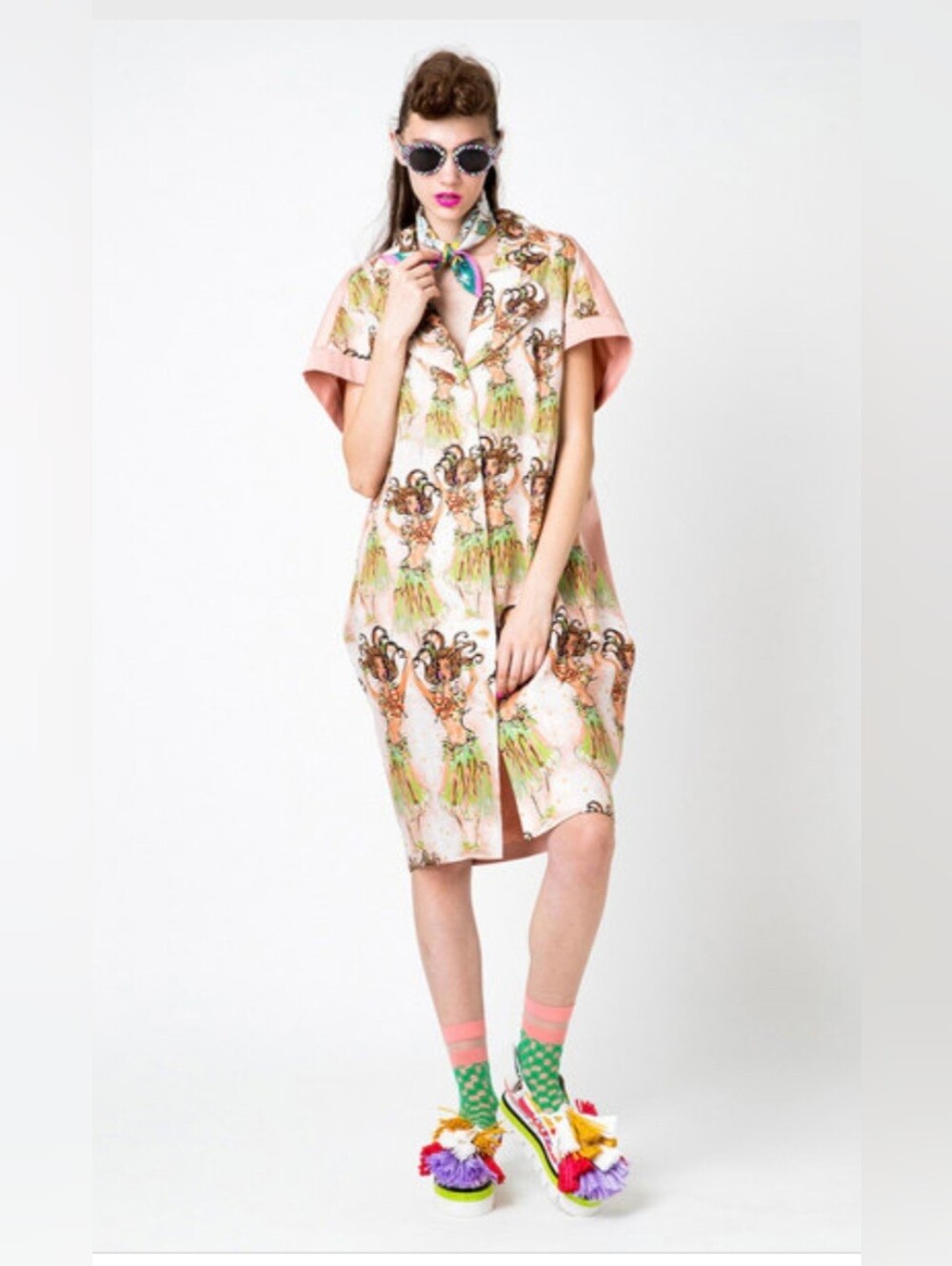 TSUMORI CHISATO Aloha Girl Dress Pink Art Print Summer Resort Vacation Japan 2